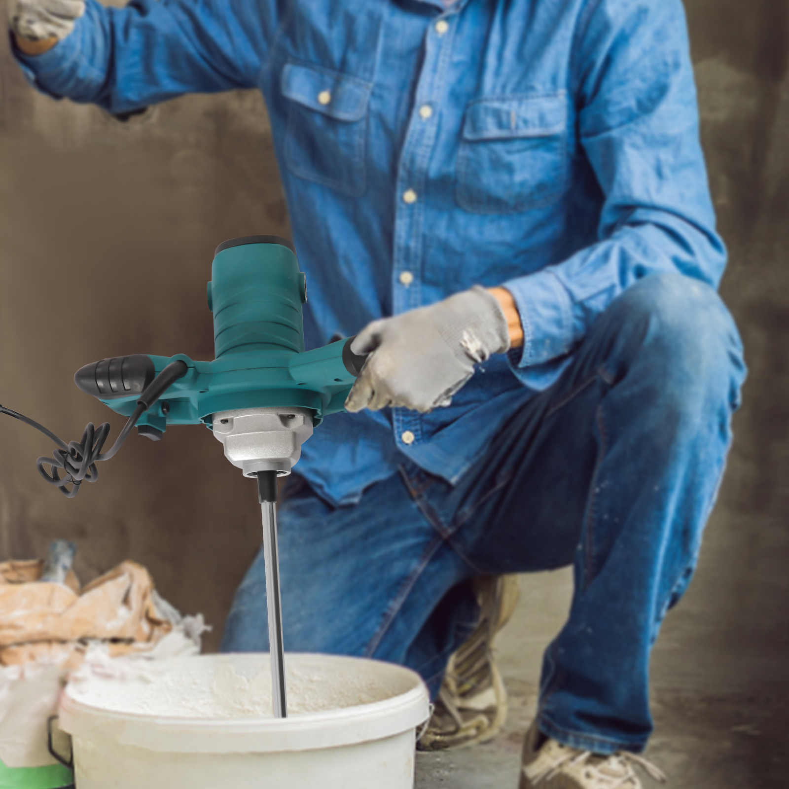 Concrete Mixer Machine - 2100W Handheld Concrete Cement Mixer, Portable